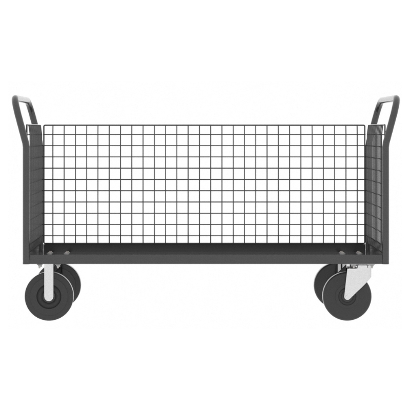Valley Craft Gray 3-Sided Cage Cart 60x30x37 1,600 lbs. Long Side View