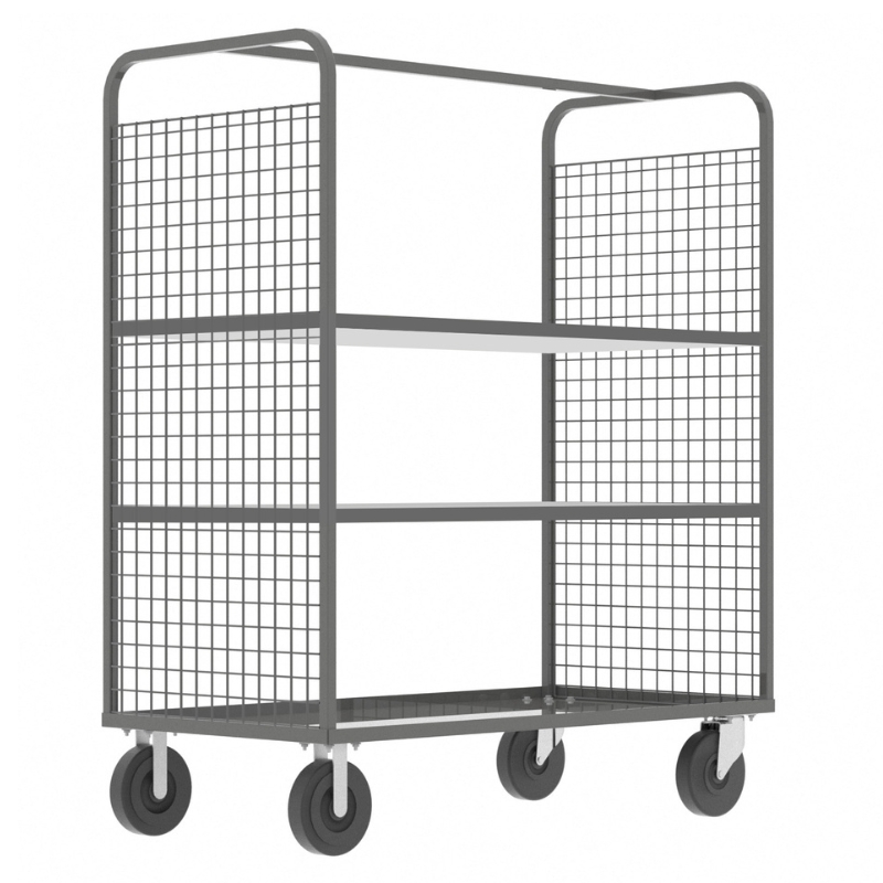 Valley Craft Gray Cage Cart 2-Sided (2) Adjustable Shelf 57x30x68 1,600 lbs.