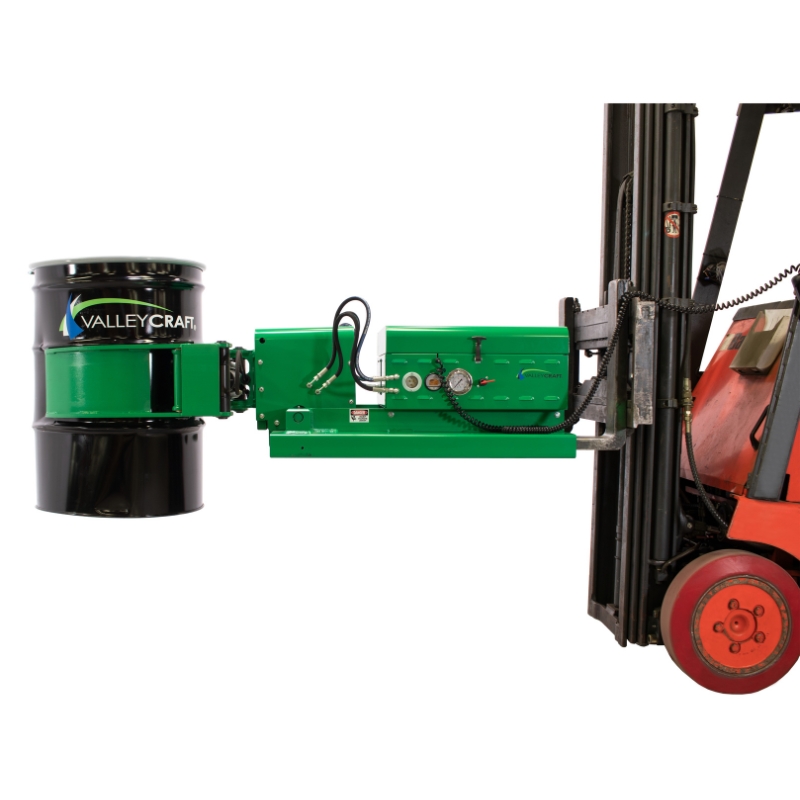 Valley Craft Green Battery Powered Drum Clamp 2,000 lb. Capacity Main Fork View