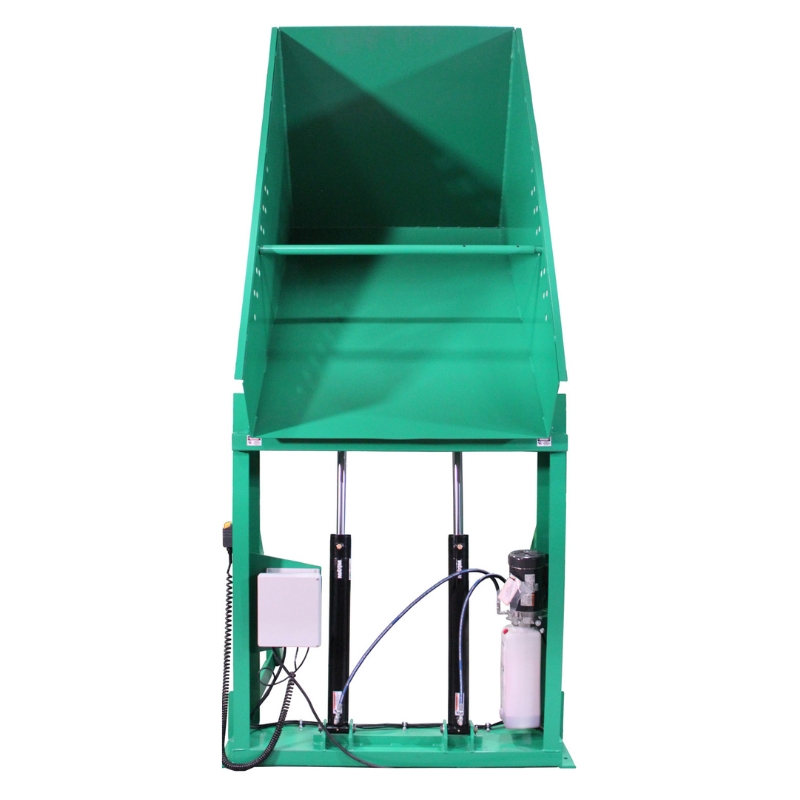 Valley Craft Green Box Dumper, 6,000 lb., 72 Dump Height, 51 x 48 Chute Front View