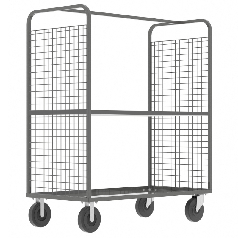 Valley Craft Grey Cage Cart 2-Sided (1) Adjustable Shelf 57x30x68 1,600 lbs.