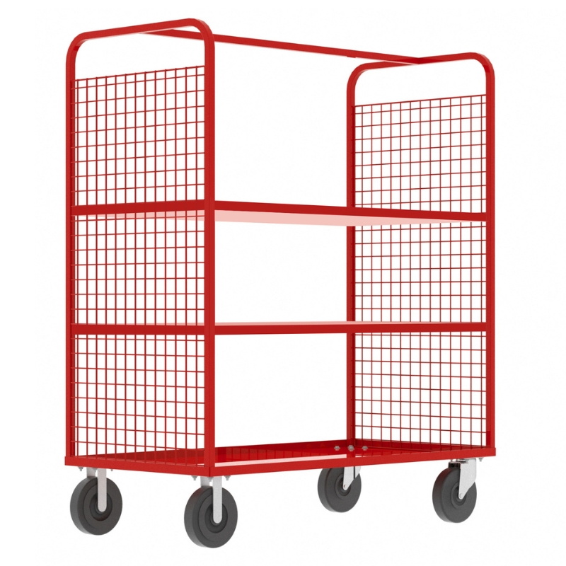 Valley Craft Red Cage Cart 2-Sided (2) Adjustable Shelf 57x30x68 1,600 lbs.