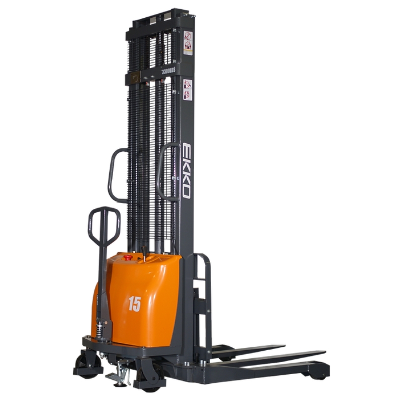 Semi-Electric Stacker EA15A, 3,300 lbs. Capacity Right Side View
