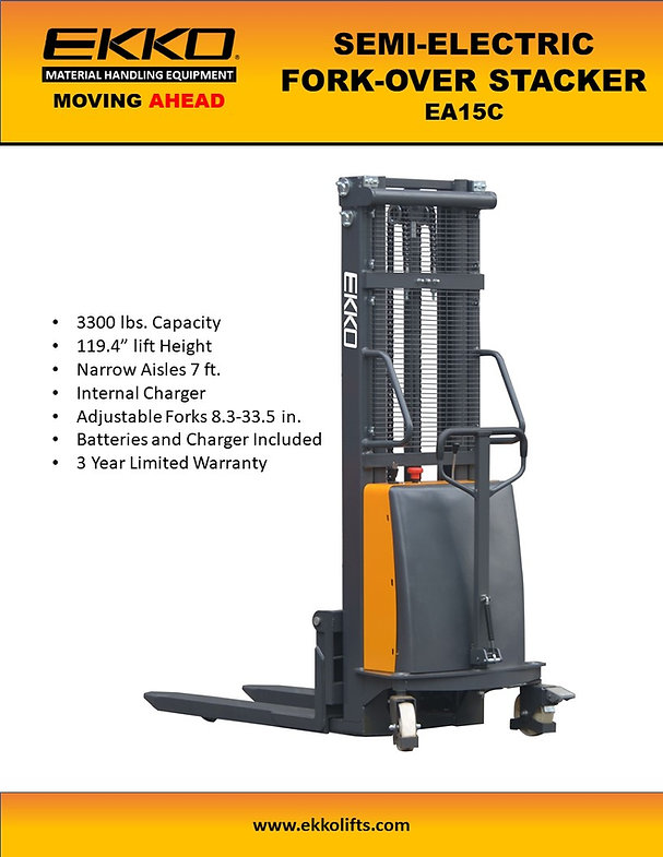 Semi-Electric Stacker EA15E, 3,300 lbs. Capacity PDF