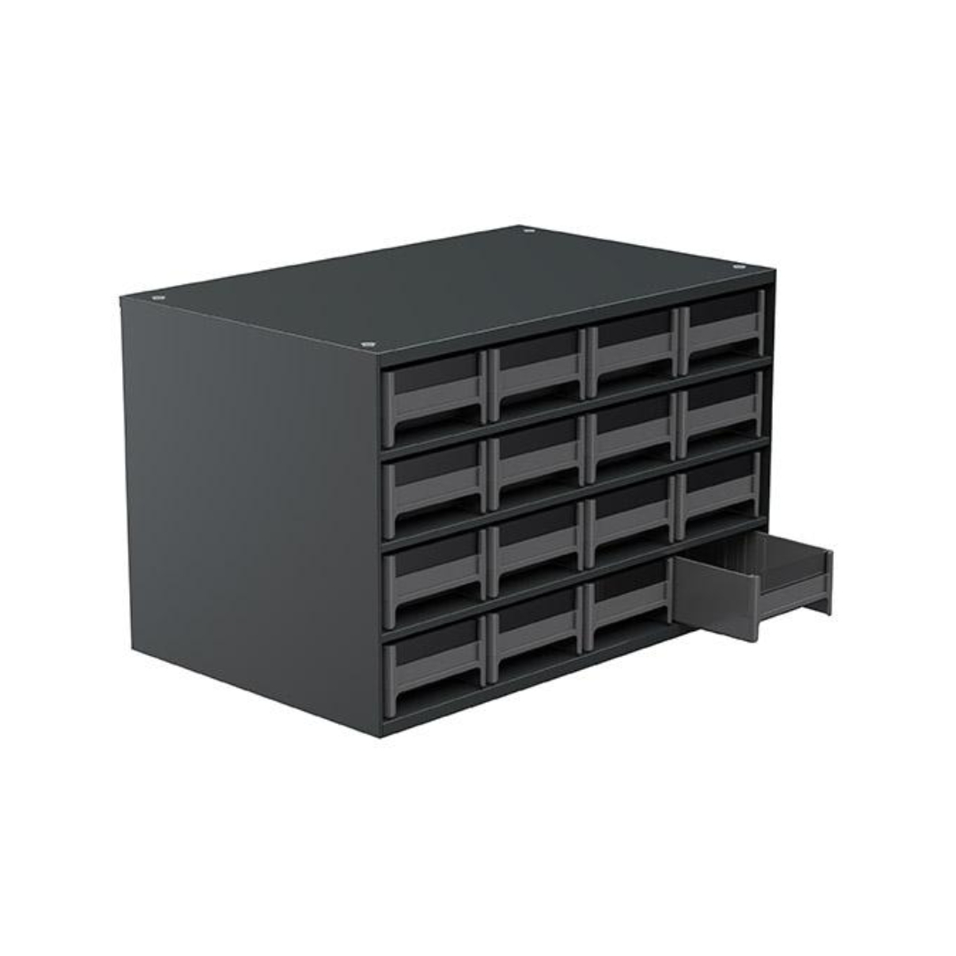 Akro-Mils 19416BLACK 19-Series Steel Cabinet 16 Drawers