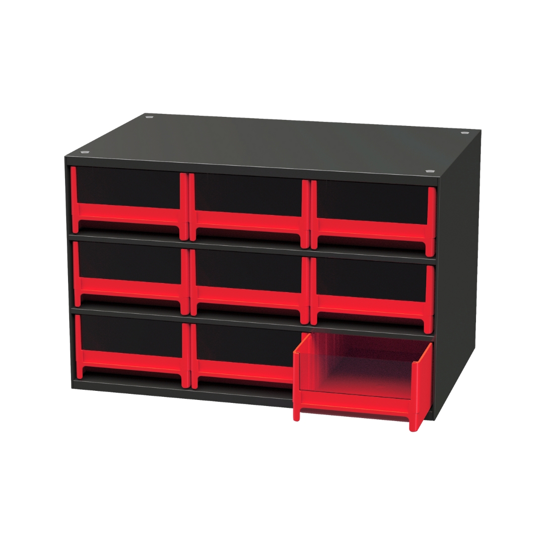 Akro-Mils 19909RED 19-Series Steel Cabinet 9 Drawers